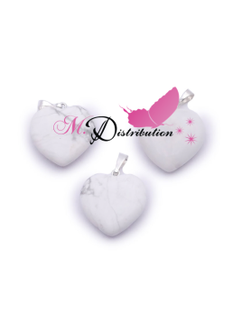 PENDENTIF COEUR 20MM HOWLITE BLANCHE