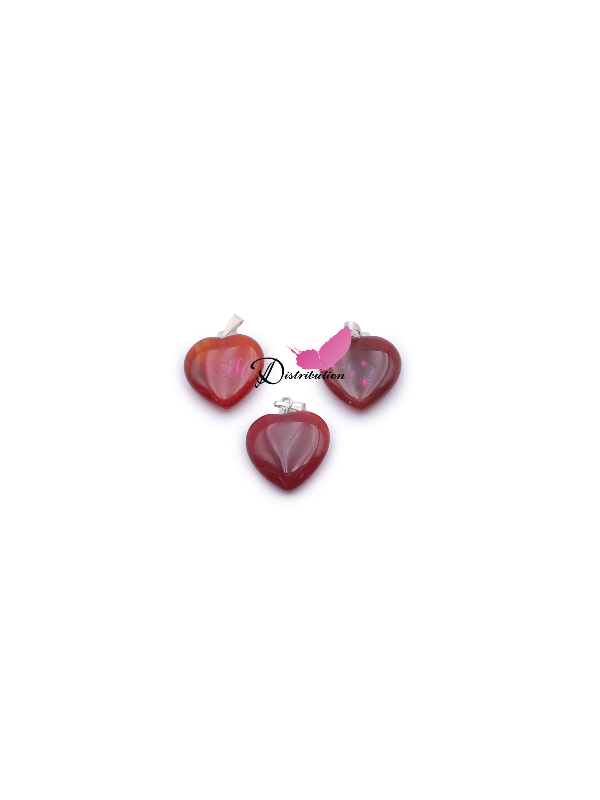 PENDENTIF COEUR 20MM CORNALINE