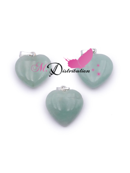 PENDENTIF COEUR 20MM AVENTURINE VERTE