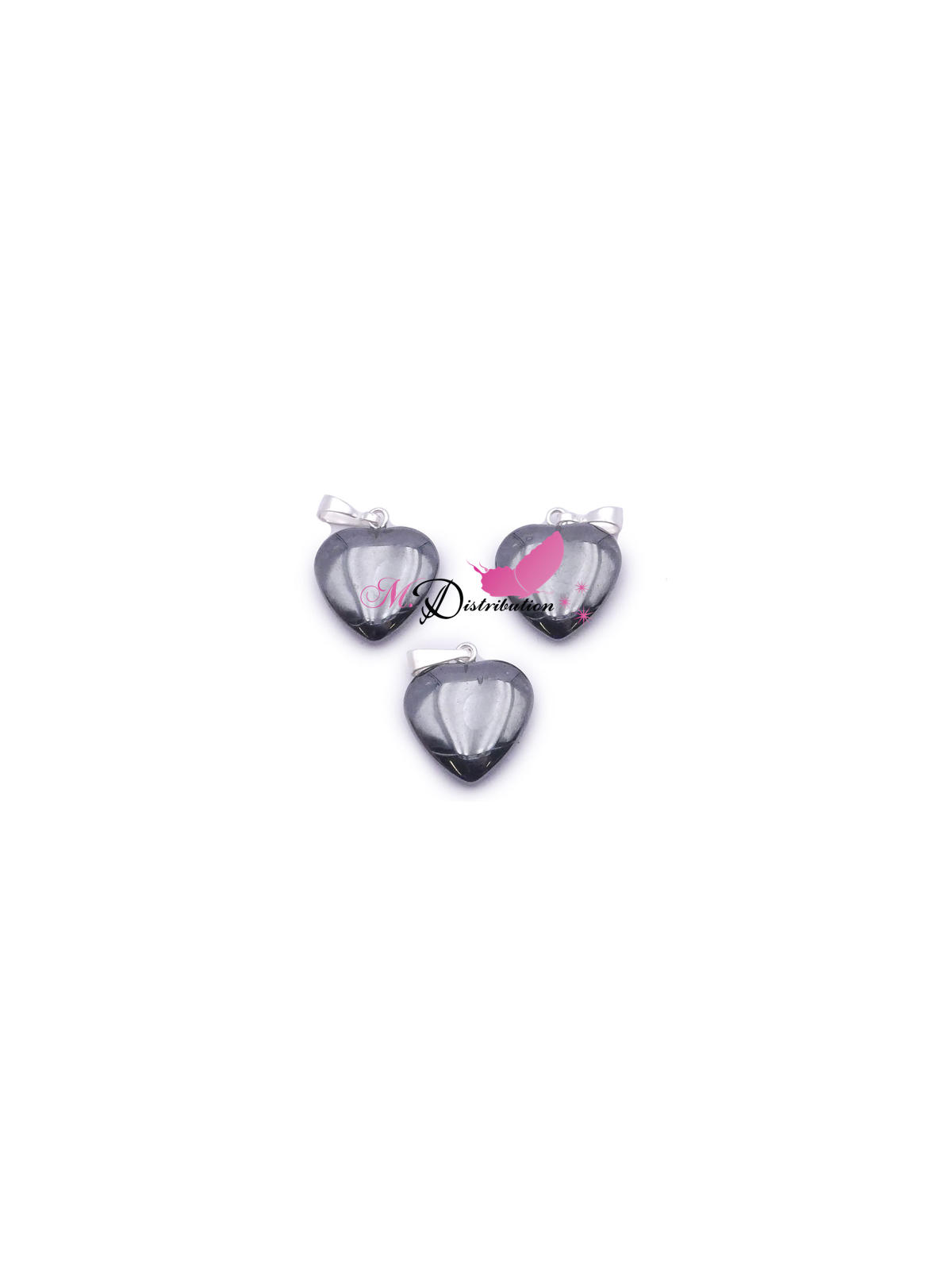 PENDENTIF COEUR 15MM HEMATITE