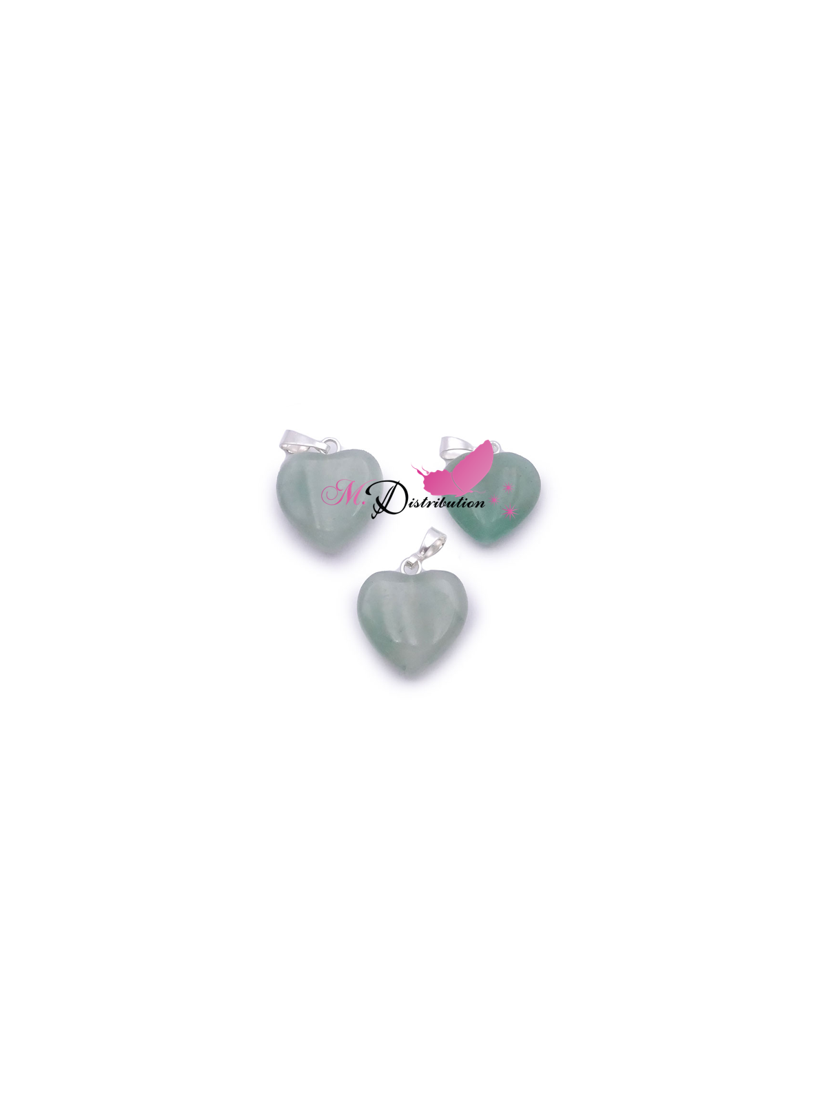 PENDENTIF COEUR 15MM AVENTURINE VERTE