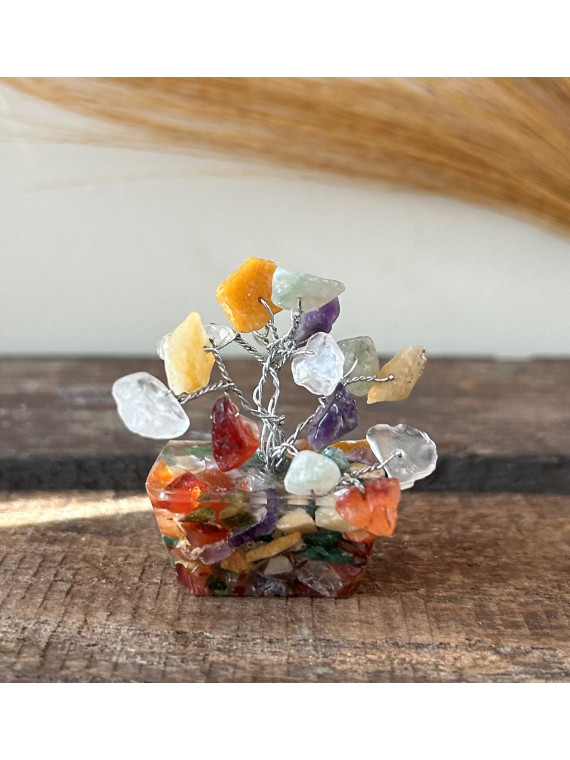 MINI ARBRE GEMMES BASE ORGONITE/MULTI PIERRES