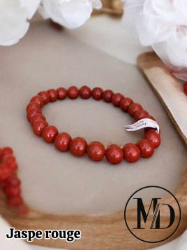 BRACELET JASPE ROUGE AB BOULE  8MM