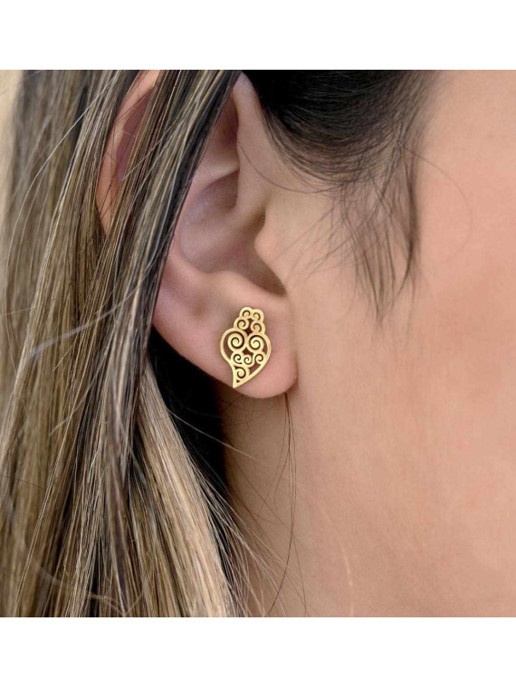 Boucles d'oreilles en acier coração de viana argenté