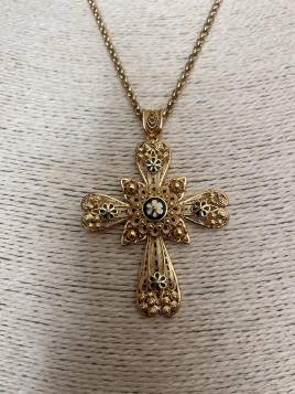 Collier semi précieux croix filigrane