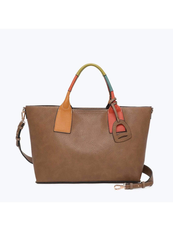 Sac Neverfull marron clair avec ses bretelles colorées