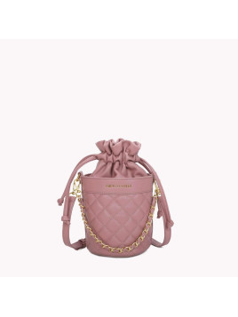 Sac bandoulière rose style tronc avec texture et chaîne entrelacée