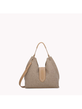 Sac bandoulière ferme à motif avec fermeture à rabat beige