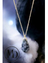 PENDENTIF GOUTTE  OBSIDIENNE FLOCON DE NEIGE A+