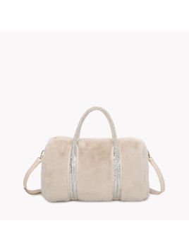 Sac en fourrure avec poignées en brillant blanc