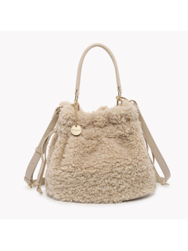 Sac effet bonbon en laine de mouton beige