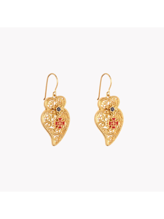 Boucles d'oreilles coeur traditionnelles de Viana Cruz moyenne