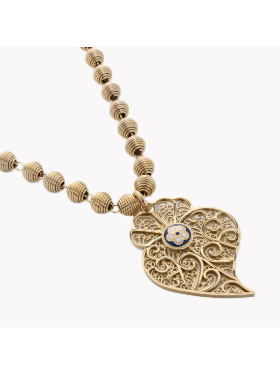 Collier traditionnel coração de viana avec fleur traditionnelle