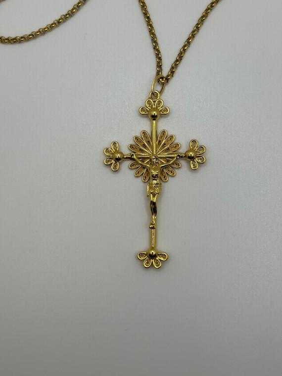 Collier semi précieuse croix chrétienne