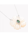 Collier en acier nacre fleur vert