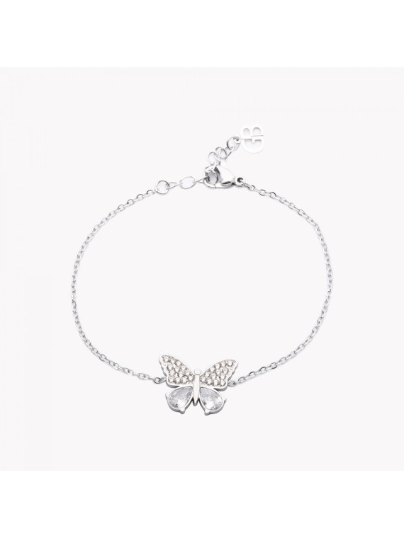 Bracelet en acier ovale papillon (2 coloris)