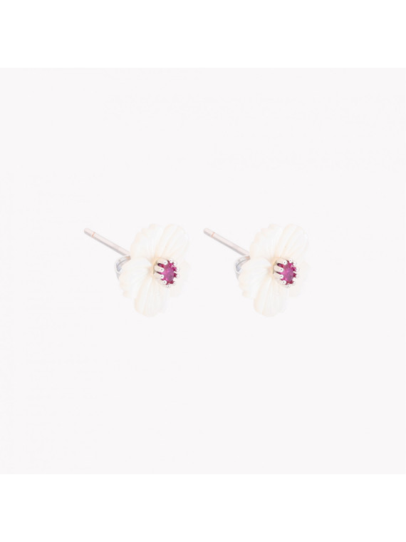 Boucles d'oreilles en acier nacre fleur (2 coloris)