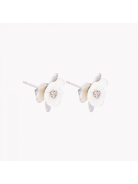 Boucles d'oreilles en acier fleur nacré (2 coloris)