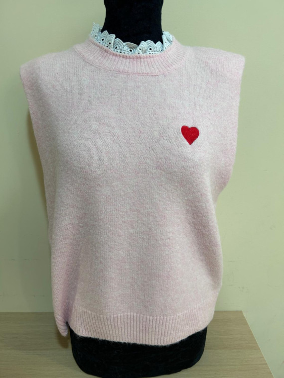 PULL SANS MANCHE COEUR DE COL (plusieurs coloris)