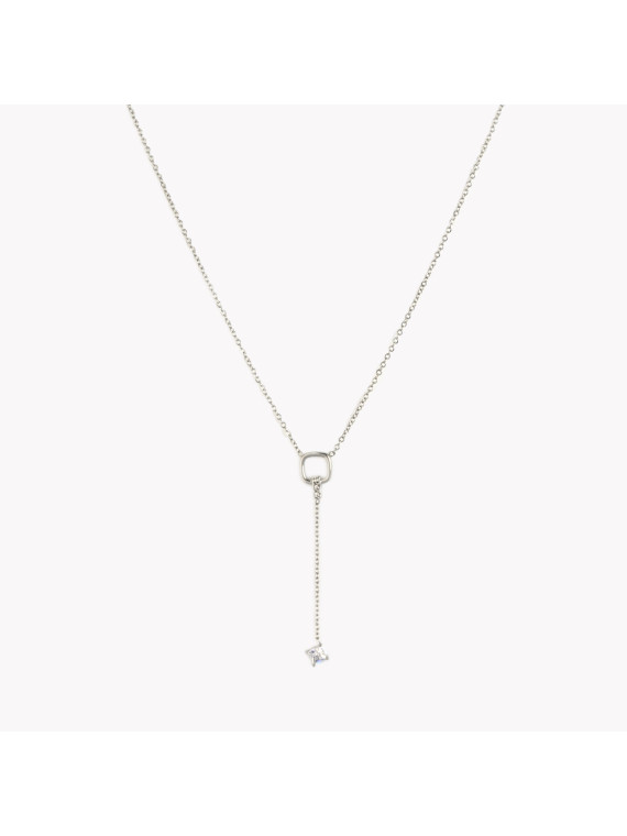 Collier long en acier avec diamant