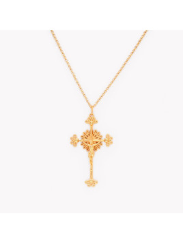 Collier semi précieuse croix chrétienne