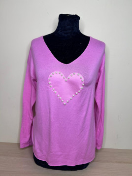 PULL COEUR PERLE (plusieurs coloris)